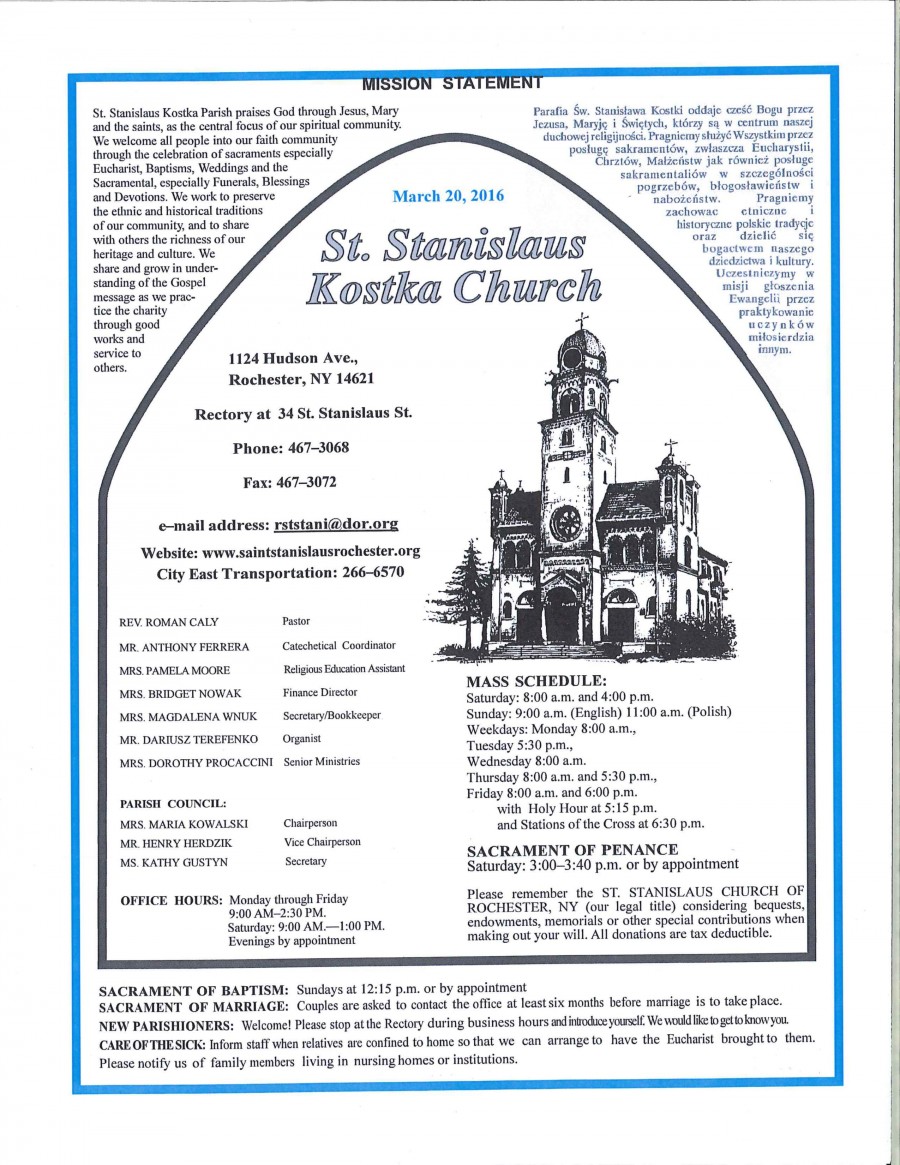 Bulletins St. Stanislaus Kostka Church
