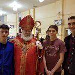 St Nick with Evan, Tyler and Philip at Advent